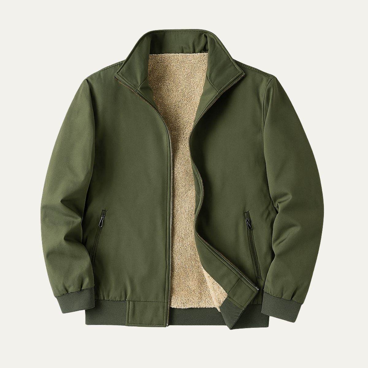 Men’s Lightweight Sherpa Lined Full Zip Harrington Jacket