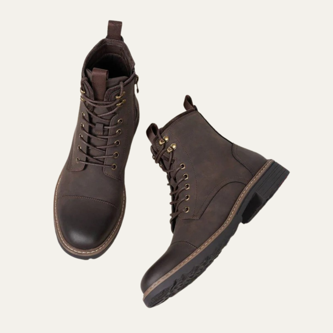 Men’s Cap Toe Lace Up Combat Style Ankle Boots