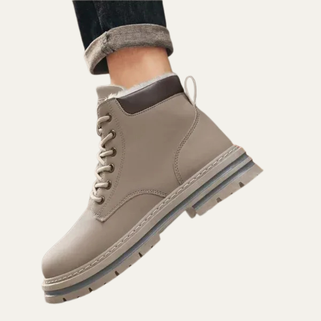 Men’s Rugged Faux Fur Lined Lace Up Hiking Boots