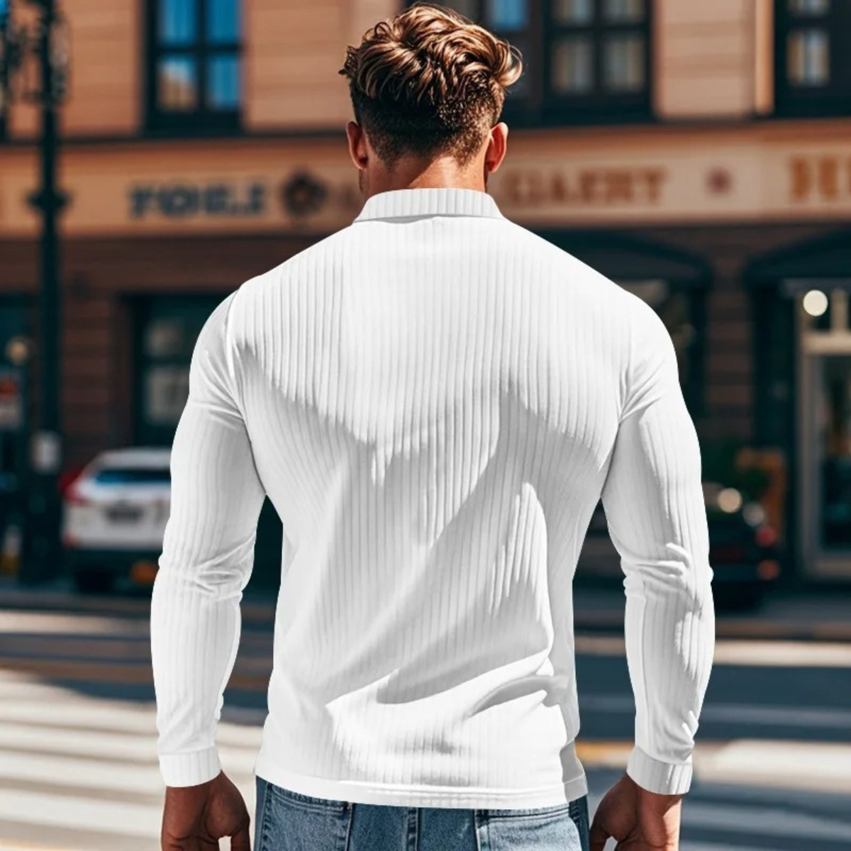 The Sorrento Men’s Ribbed Casual Button Neck Polo Shirt