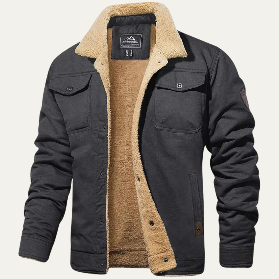 Men’s Faux Shearling Lined Snap Front Trucker Jacket