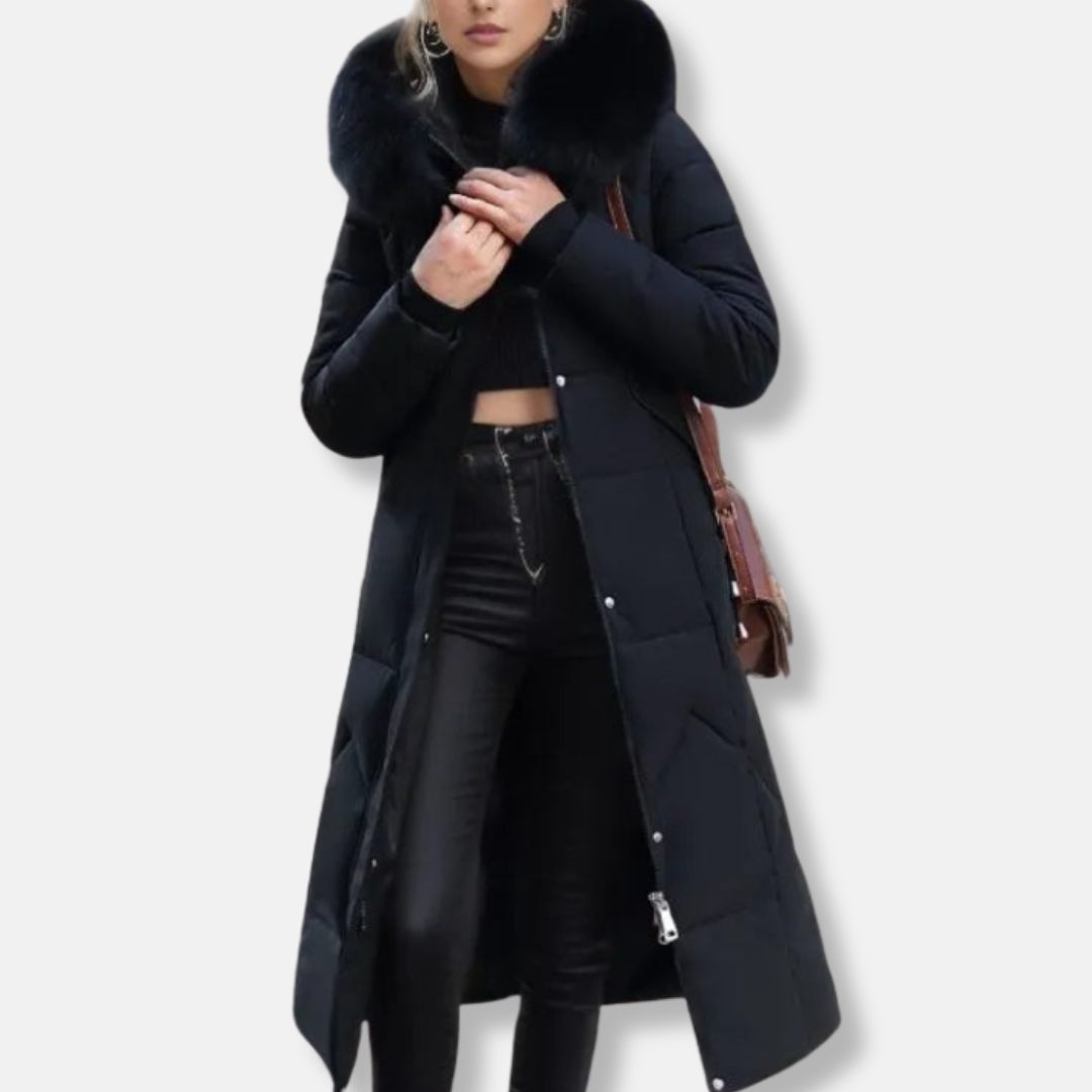 Isabella Hooded Puffer Coat | Quilted Fur Trimmed Hooded Puffer Coat