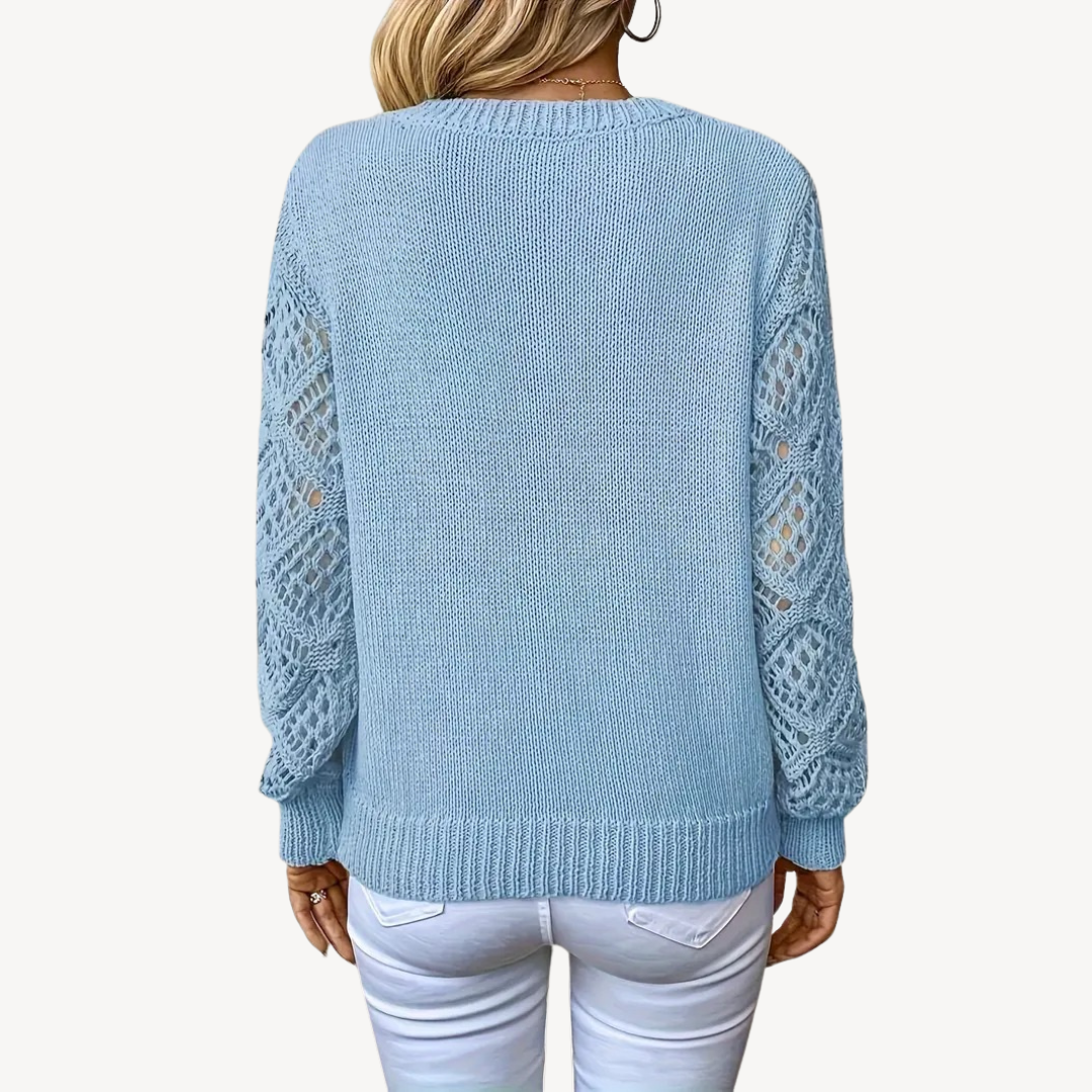 Women's V-Neck Crochet Sweater