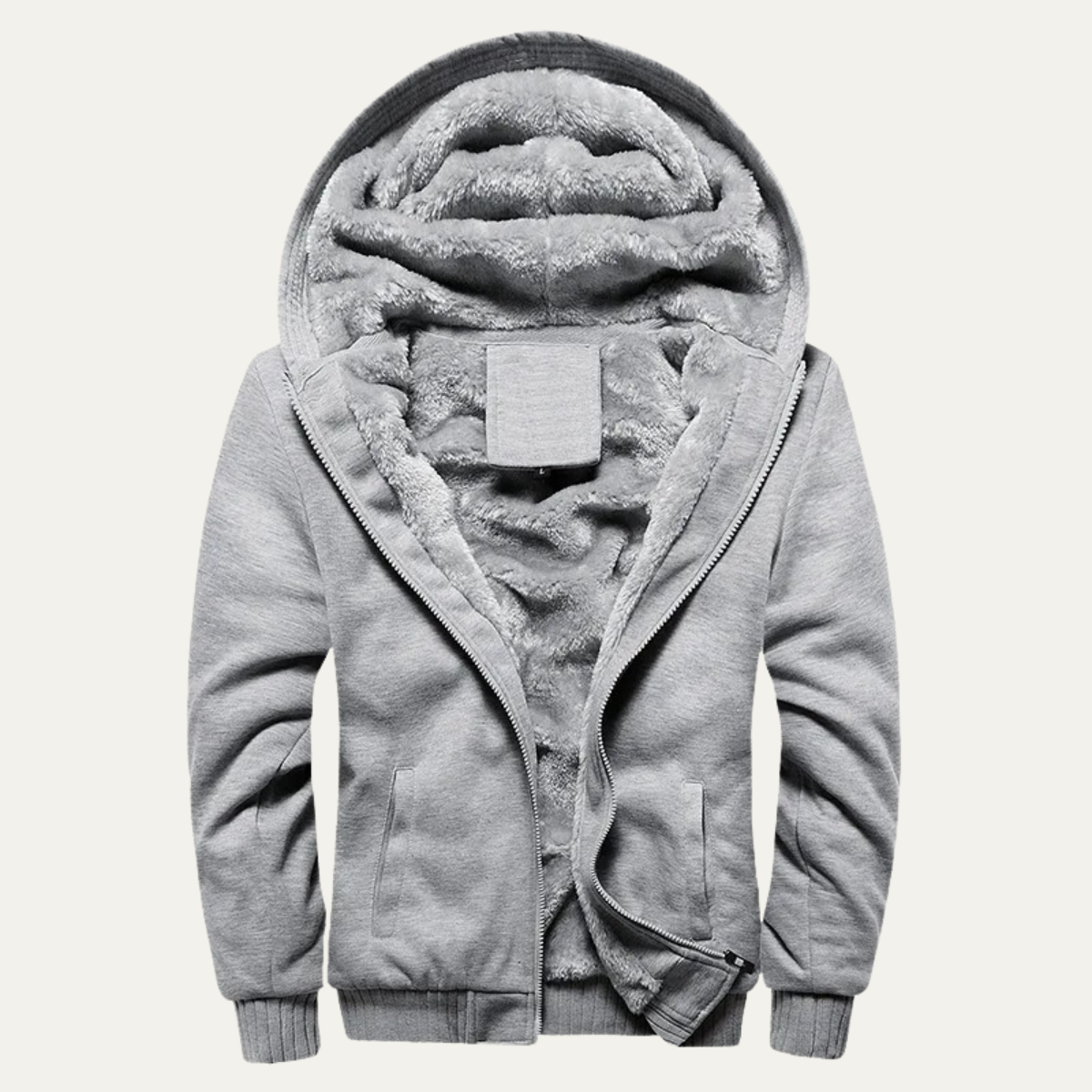 Men’s Color Block Hooded Fleece Jacket with Shearling Lining