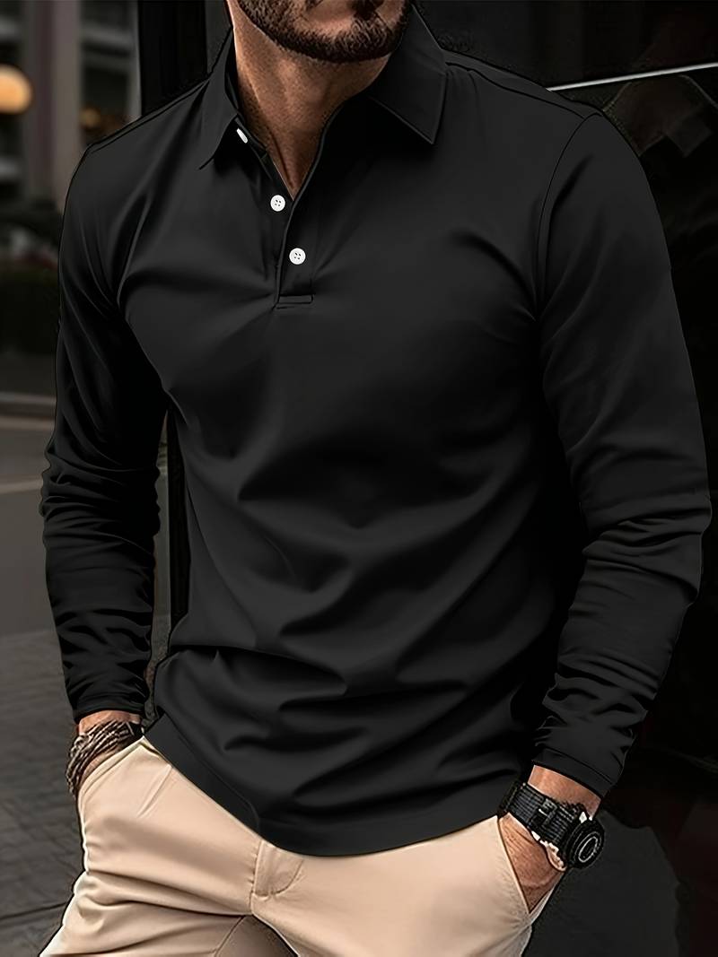 Long-sleeve golf shirt by Joshua: comfortable stretch fabric