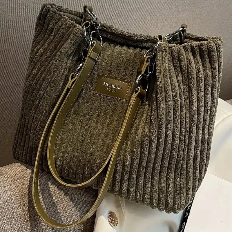Julia Corduroy Tote Bag for Women – Shoulder Bag with Zipper