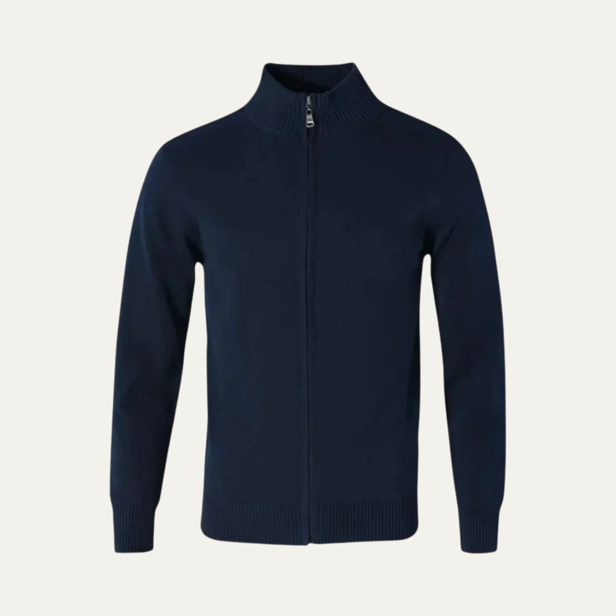 Men’s Smooth Knit Full Zip Funnel Neck Cardigan
