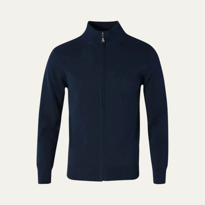 Men’s Smooth Knit Full Zip Funnel Neck Cardigan