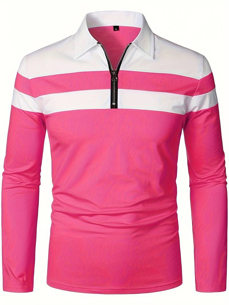 Men's long-sleeve zip-up polo shirt by Ethan