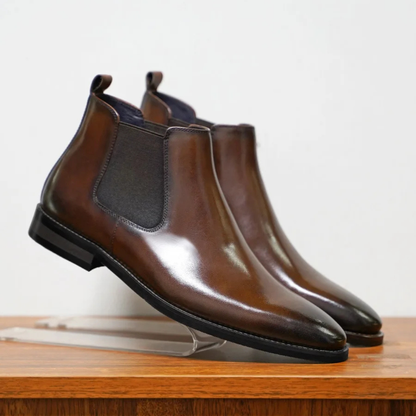 The Rossano Men’s Classic Slip On Leather Chelsea Ankle Boots