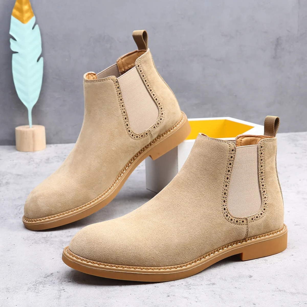 The Carpentras Men’s Casual Slip On Suede Chelsea Dress Boots