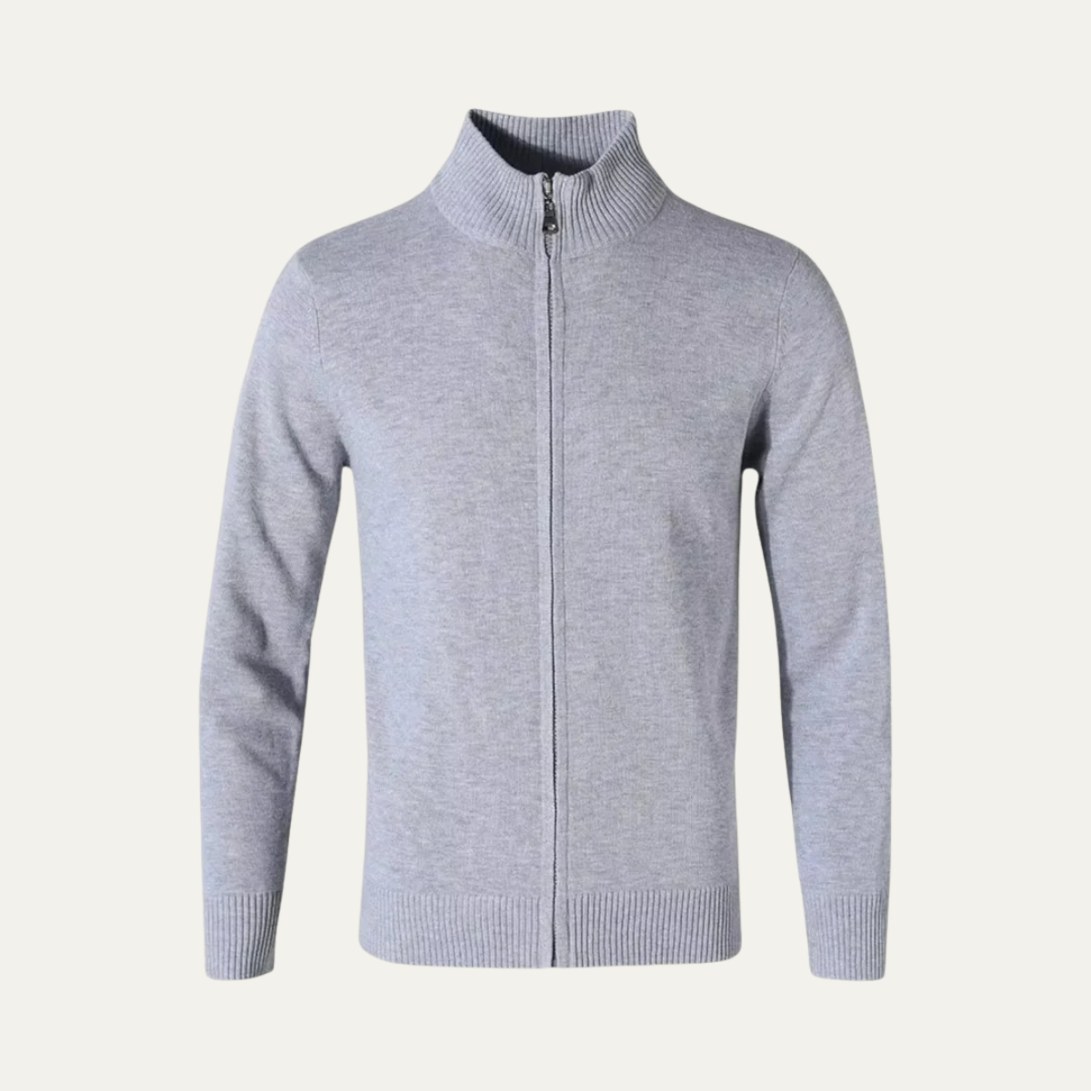 Men’s Smooth Knit Full Zip Funnel Neck Cardigan