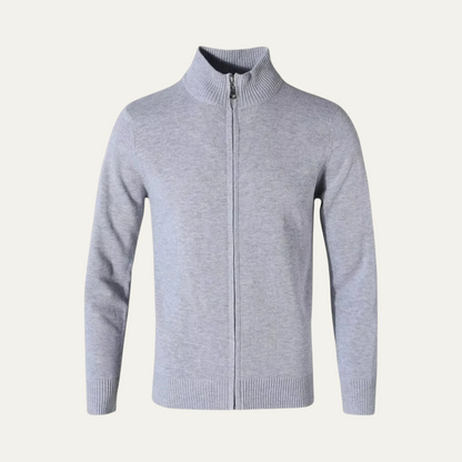 Men’s Smooth Knit Full Zip Funnel Neck Cardigan