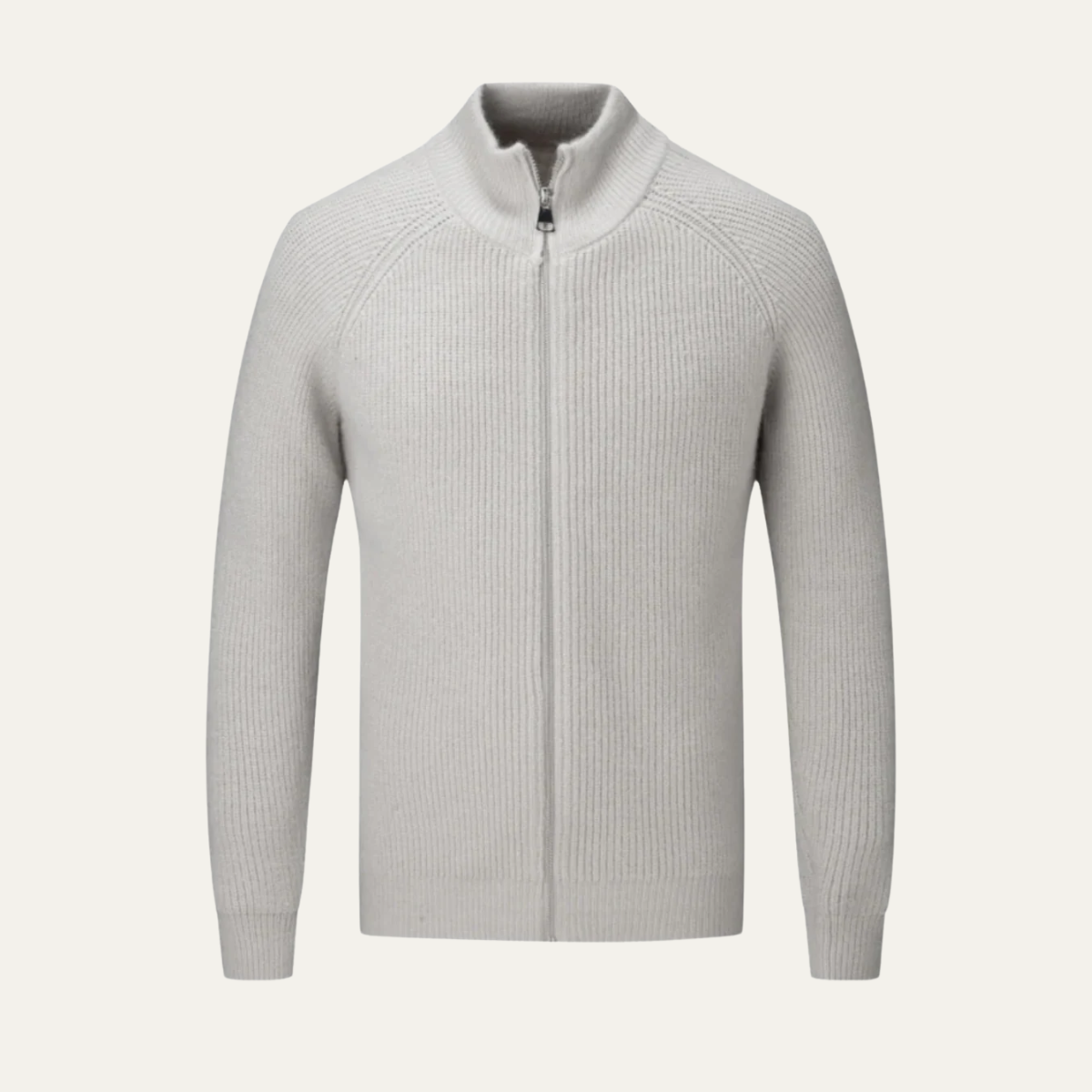 Men’s Ribbed Full Zip Stand Collar Knit Cardigan