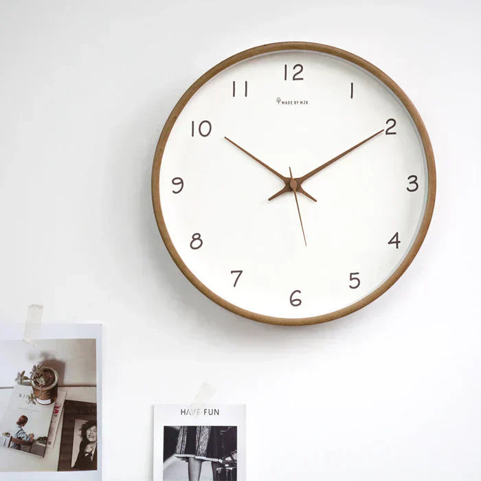 Quiet Wooden Round Analog Wall Clock