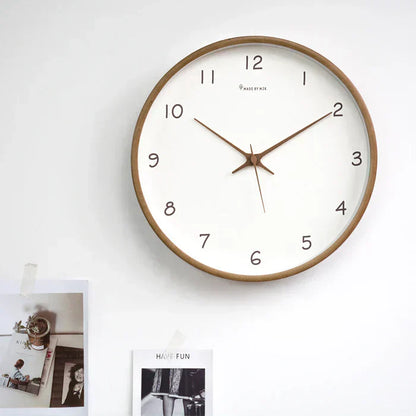 Quiet Wooden Round Analog Wall Clock