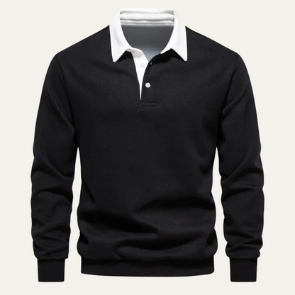 Men’s Classic Long Sleeves Contrast Collar Rugby Shirt