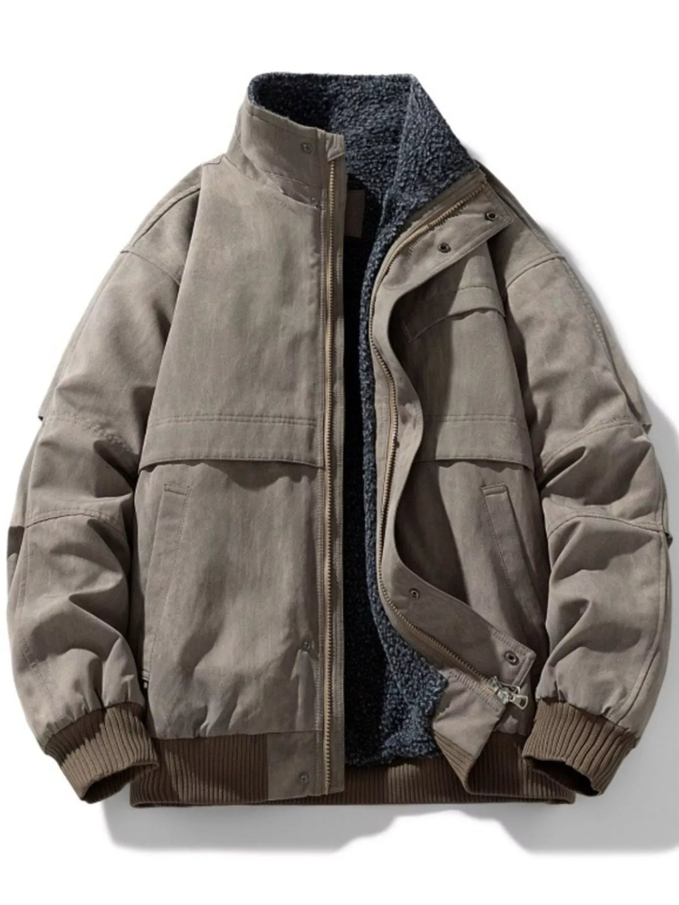 Men's Large Sherpa Fleece Bomber Coat