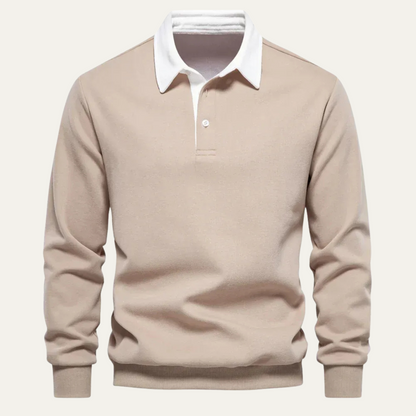 Men’s Classic Long Sleeves Contrast Collar Rugby Shirt