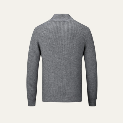Men’s Ribbed Full Zip Stand Collar Knit Cardigan