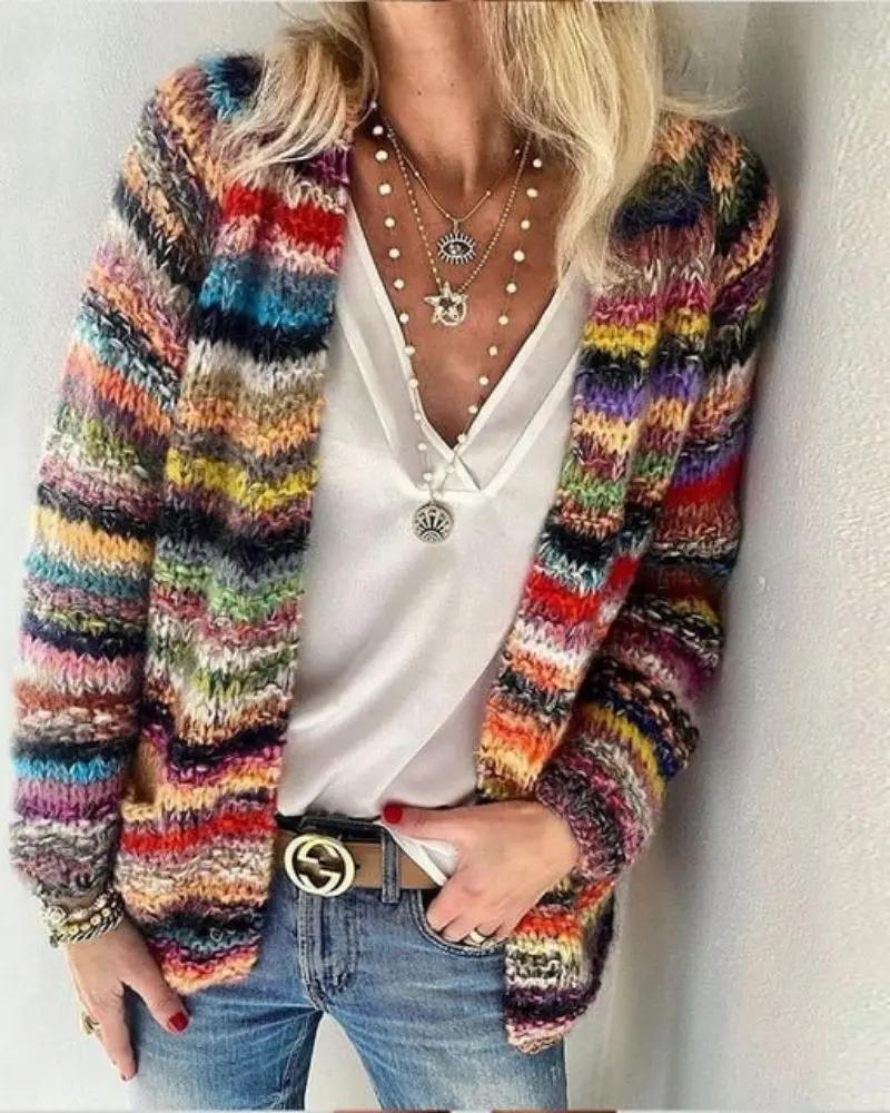 Colorful Knit Cardigan | Cozy Multicolor Sweater – Soft & Vibrant Style