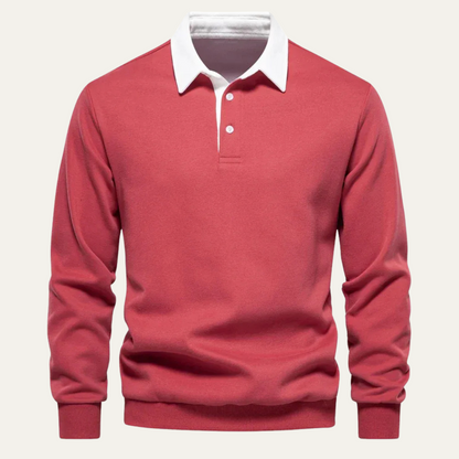 Men’s Classic Long Sleeves Contrast Collar Rugby Shirt