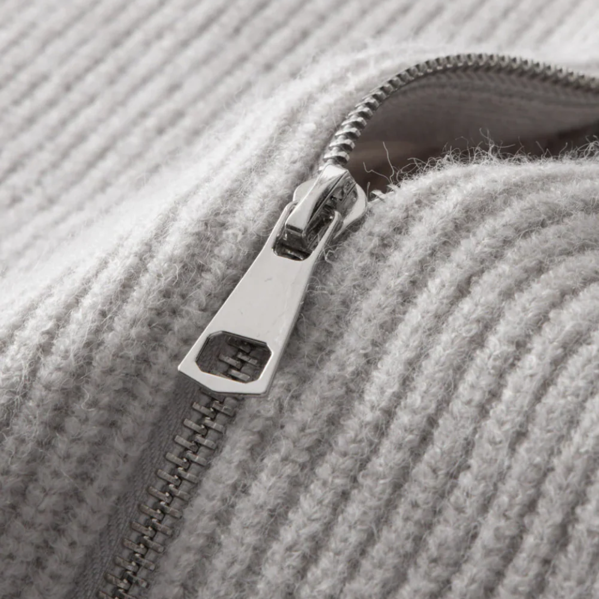 Men’s Ribbed Full Zip Stand Collar Knit Cardigan