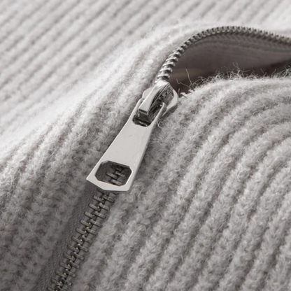 Men’s Ribbed Full Zip Stand Collar Knit Cardigan