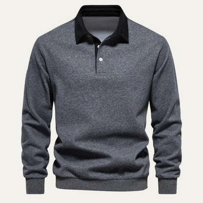 Men’s Classic Long Sleeves Contrast Collar Rugby Shirt