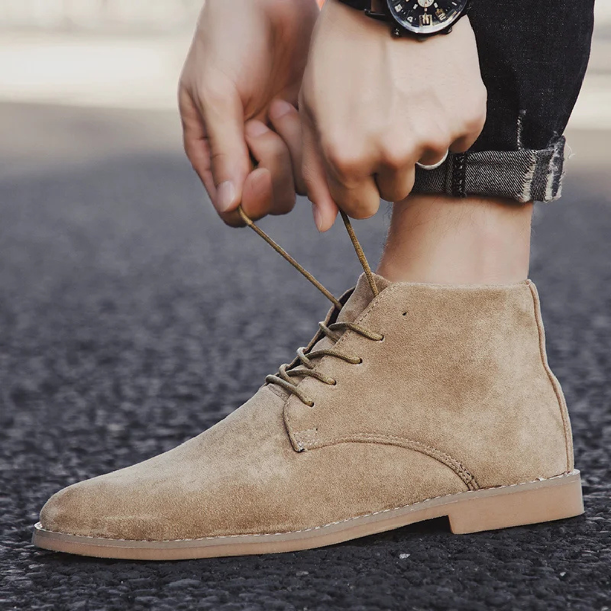 The Camargue Men’s Chukka Sand Suede Lace Up Desert Boots