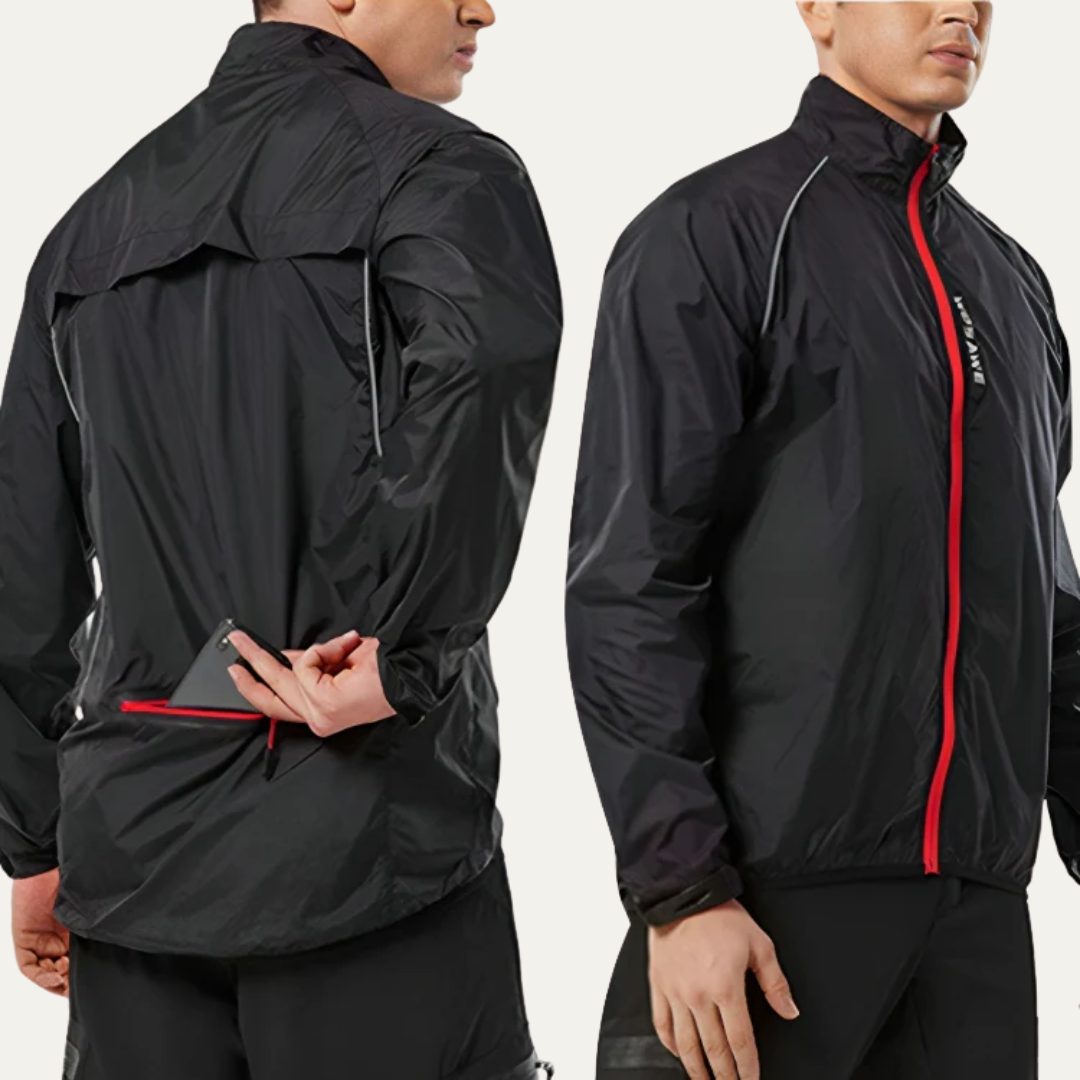 Men’s Reflective High Collar Full Zip Cycling Jacket