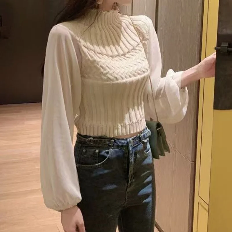 Warm Women's Turtleneck Sweater Vest with Clear Sleeves - BritishElegance