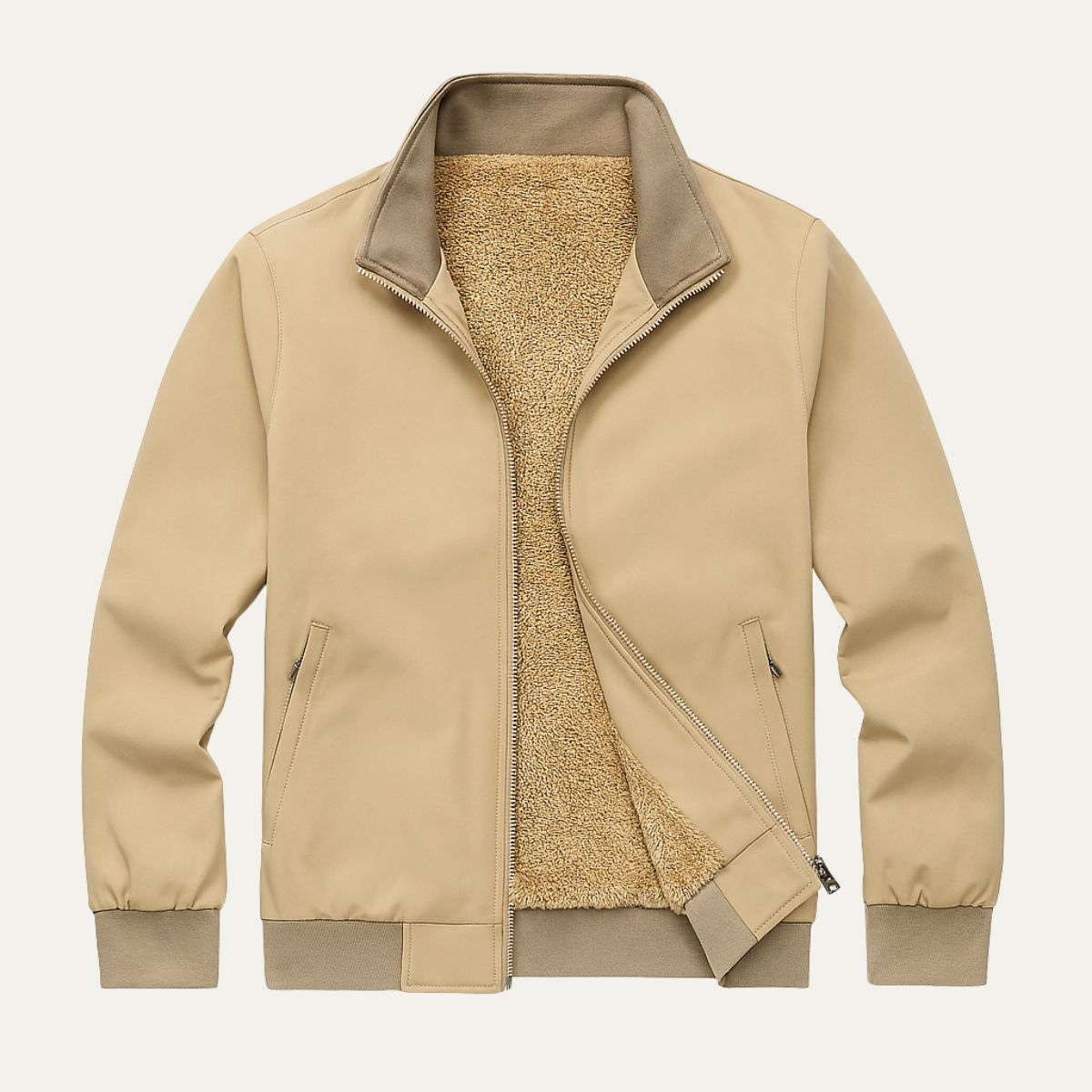 Men’s Lightweight Sherpa Lined Full Zip Harrington Jacket