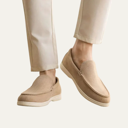 Men’s Suede Driving Moccasins with Metal Keeper Detail