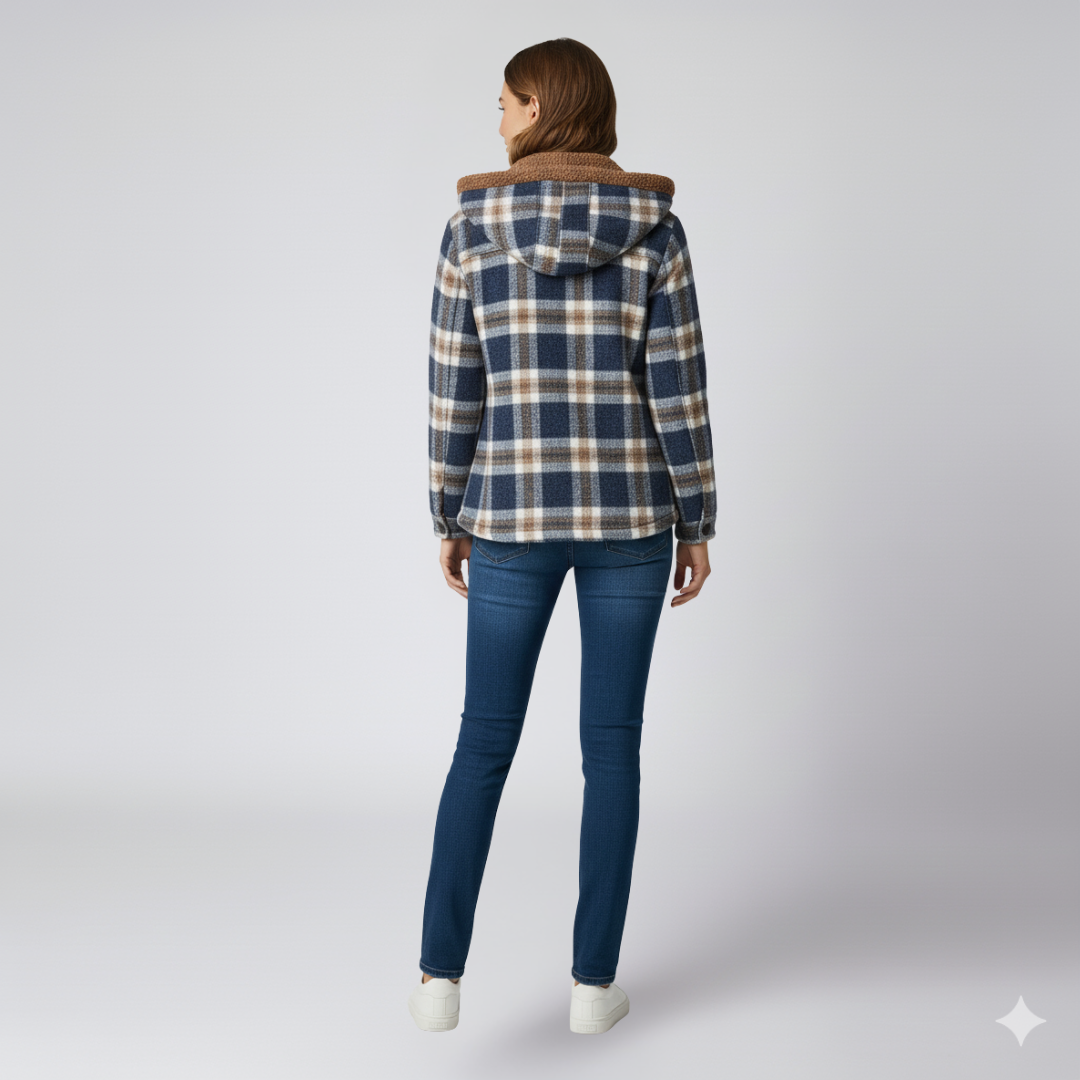 Elizabeth | Autumn Jacket - Hooded Plaid Outerwear for Women