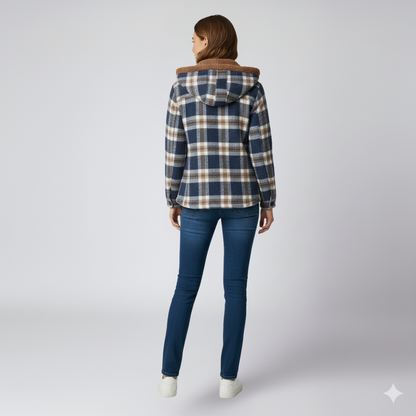 Elizabeth | Autumn Jacket - Hooded Plaid Outerwear for Women