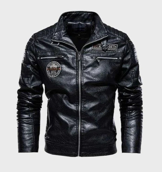 Men’s Vintage Distressed Faux Leather Racer Jacket