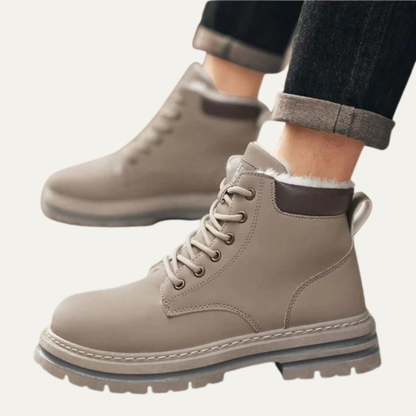 Men’s Rugged Faux Fur Lined Lace Up Hiking Boots