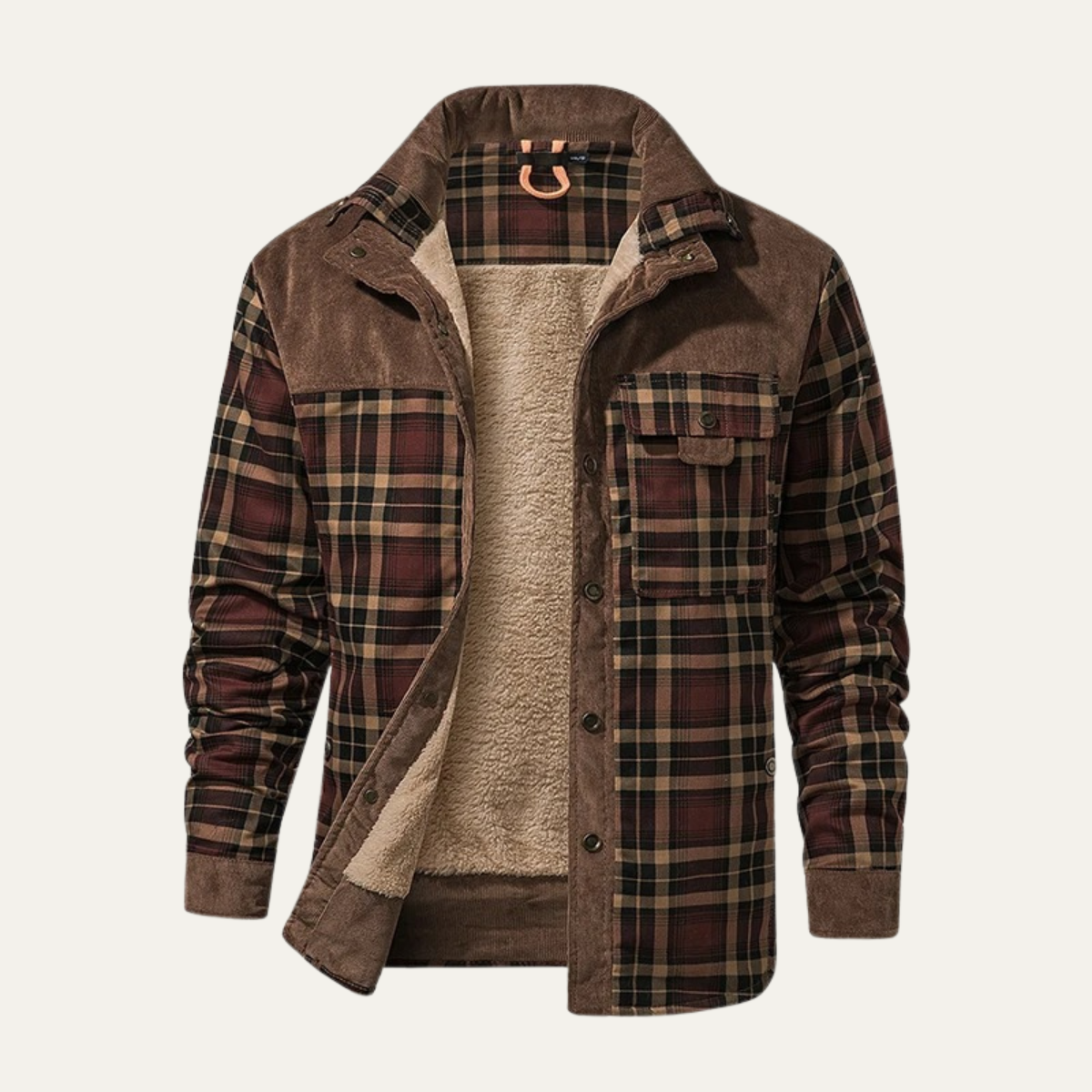 Men’s Solid Fleece Hoodie with Sherpa Lining