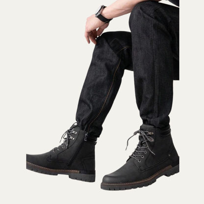 Men’s Military Style Lace Up Combat Boots with Lug Sole
