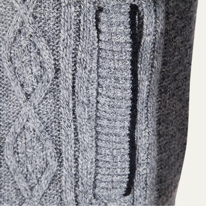 Men’s Mottled Cable Knit Full Zip Cardigan