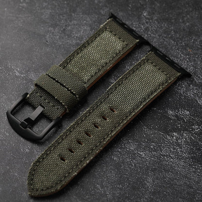 Authentic Leather and Durable Canvas Watch Band