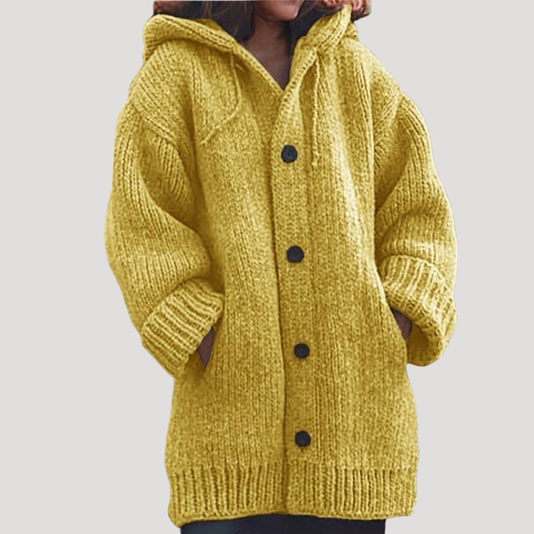 Women's Large Soft Hooded Cardigan Sweater
