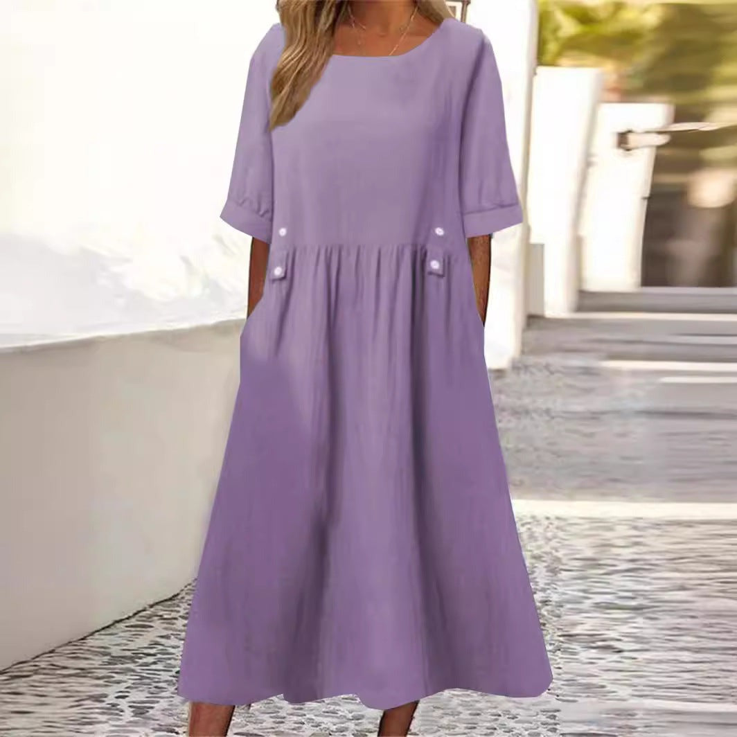 Casual Warm Weather Short Sleeve Midi Dress