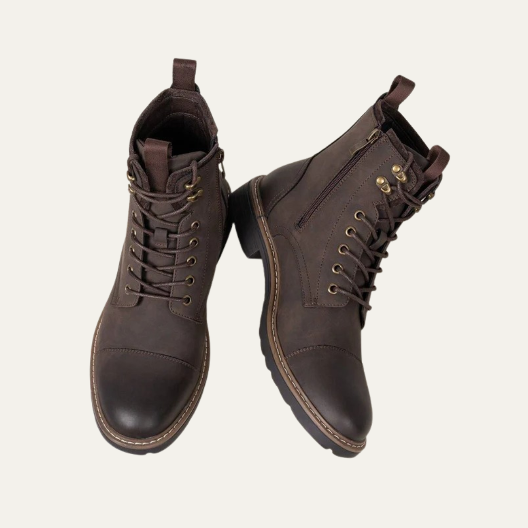Men’s Cap Toe Lace Up Combat Style Ankle Boots
