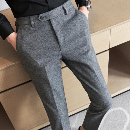 The Piacenza Men’s Slim Fit Smart Wool Blend Formal Trousers