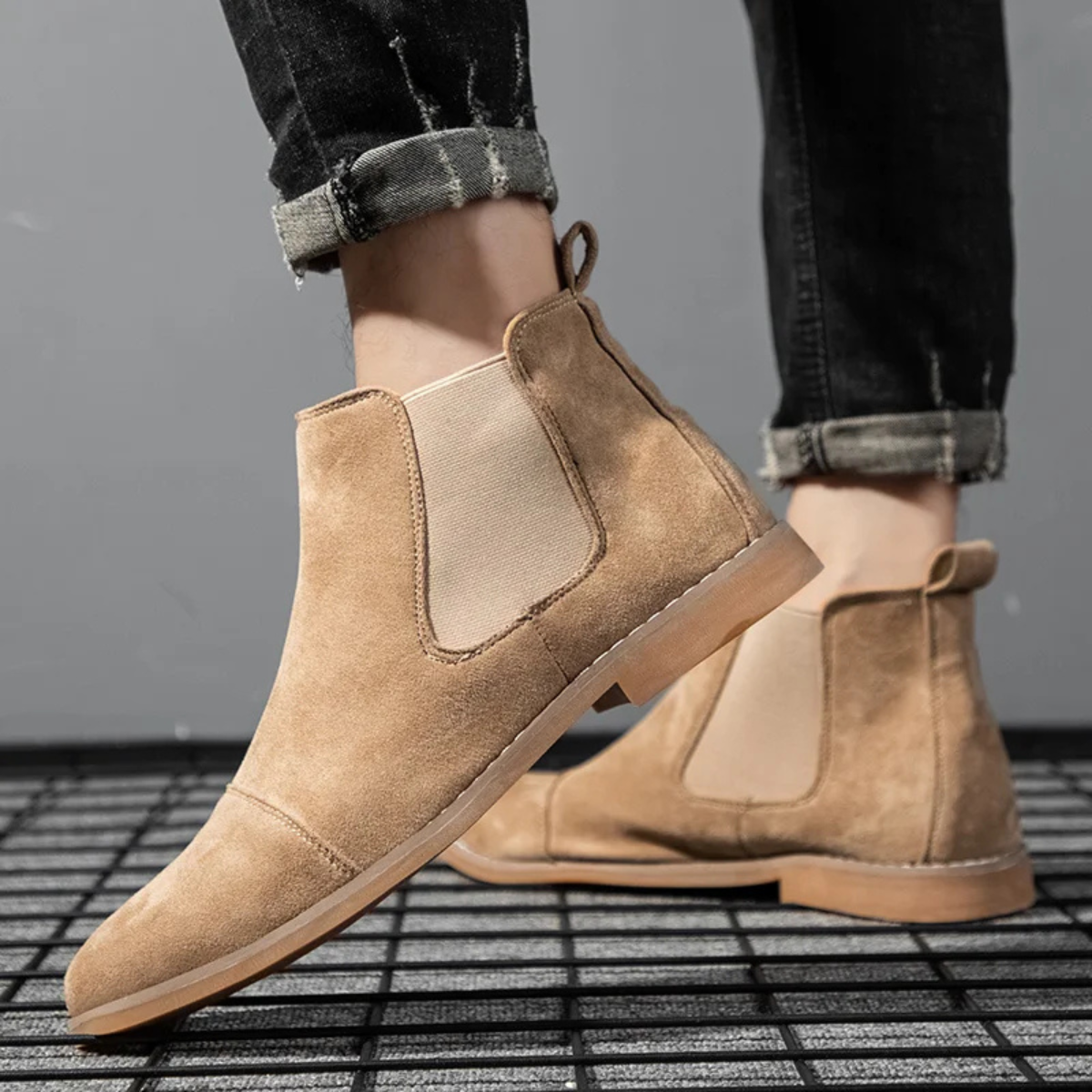The Torcello Men’s Suede Chelsea Slip On Boots with Elastic Side Panels