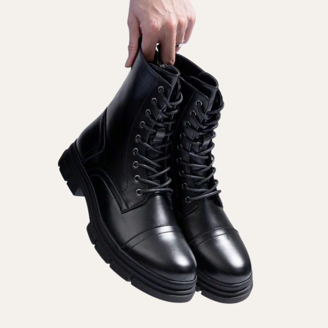 Men’s Cap Toe Combat Boots with Side Zipper