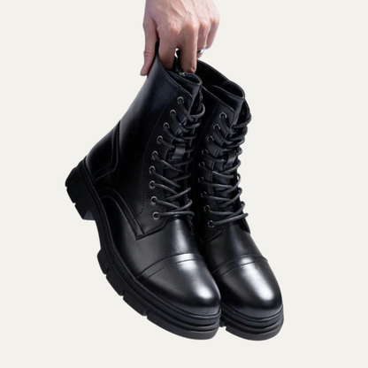 Men’s Cap Toe Combat Boots with Side Zipper