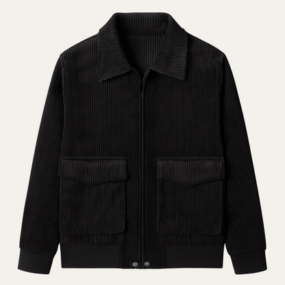 Men’s Corduroy Bomber Jacket with Patch Pockets